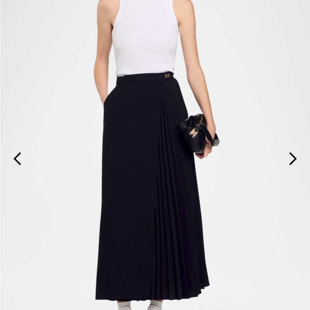 Sandro Black Maxi A-Line Skirt